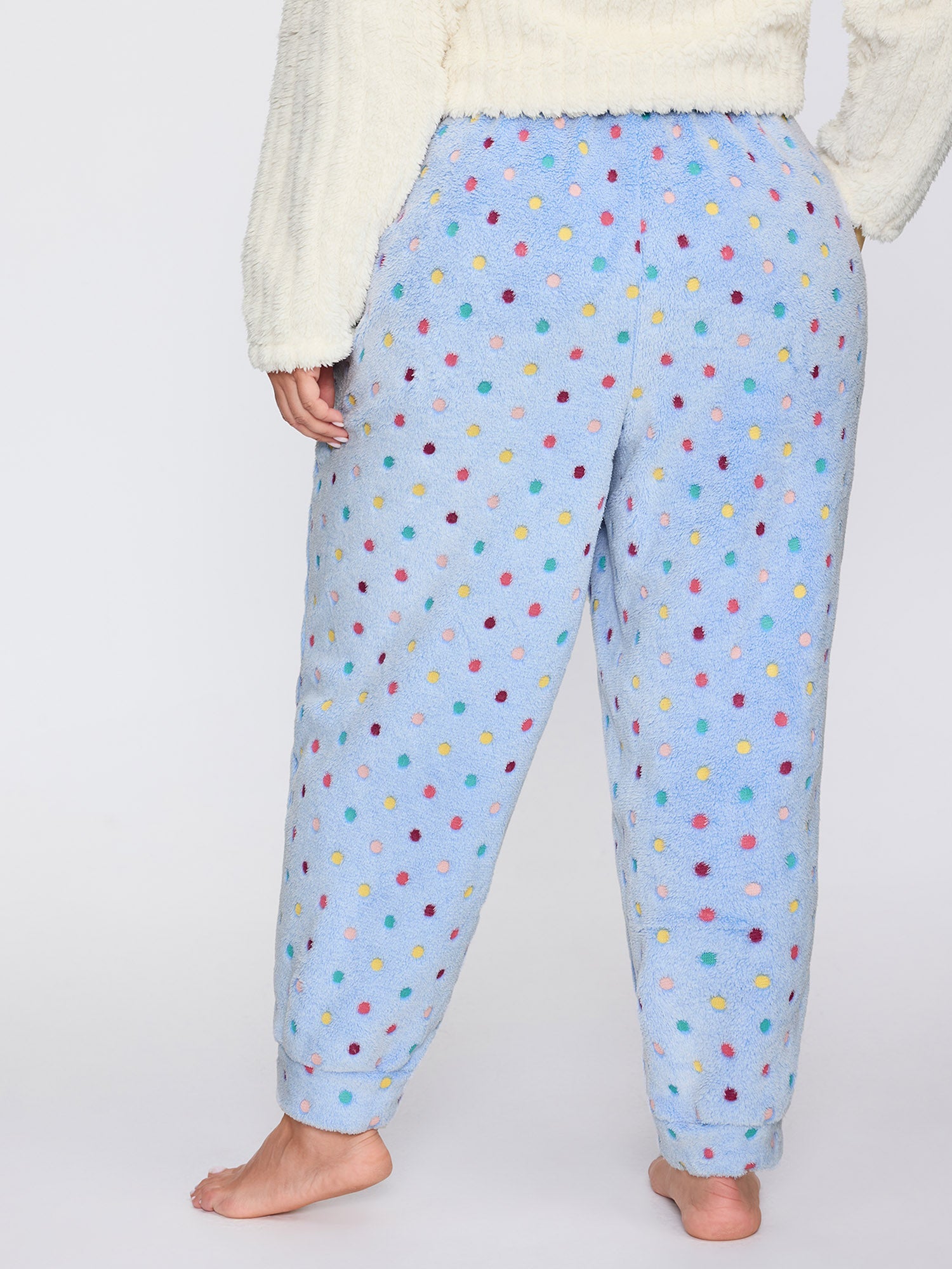 Fluffy Textured Polka Dots Lounge Bottoms