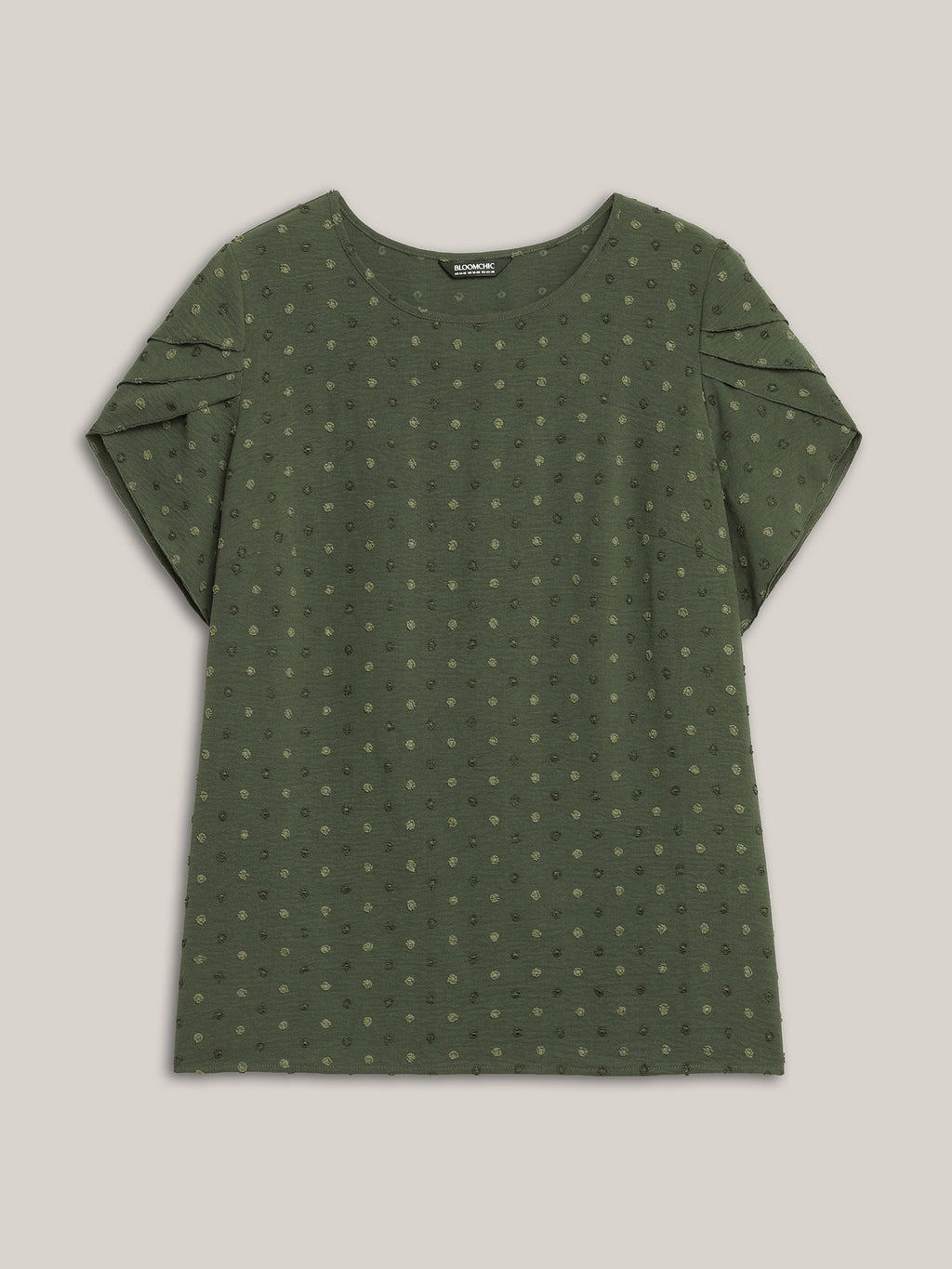 Textured Color Contrast Petal Sleeve Blouse