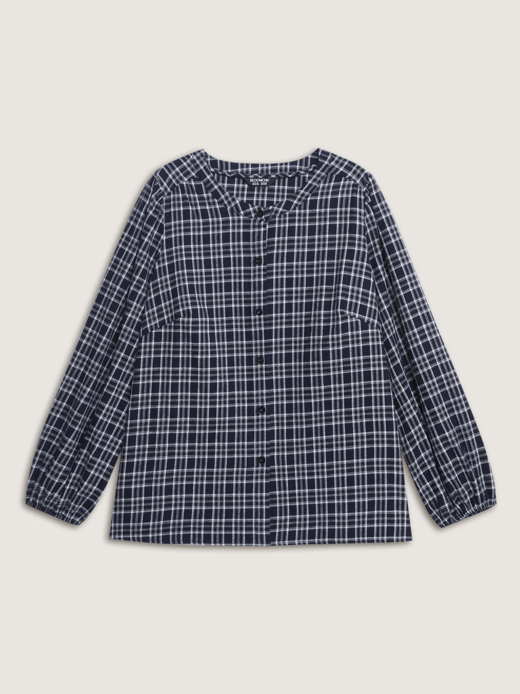 Plaid Pattern Button-Down Blouse