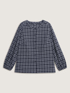 Plaid Pattern Button-Down Blouse