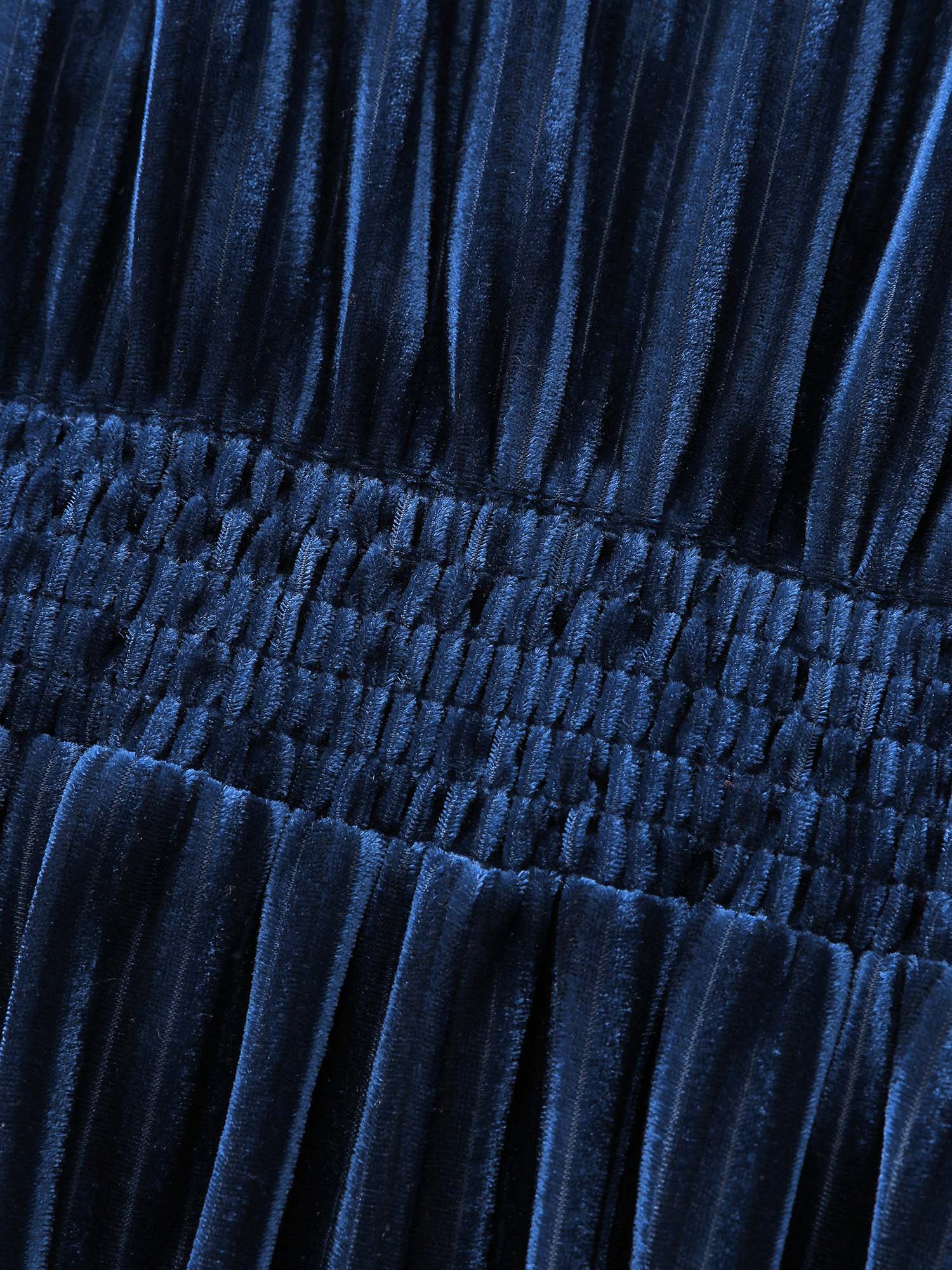 Velvet Celestial Embroidery Shirred Maxi Dress