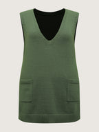 A-Line Pockets V-Neck Pullover