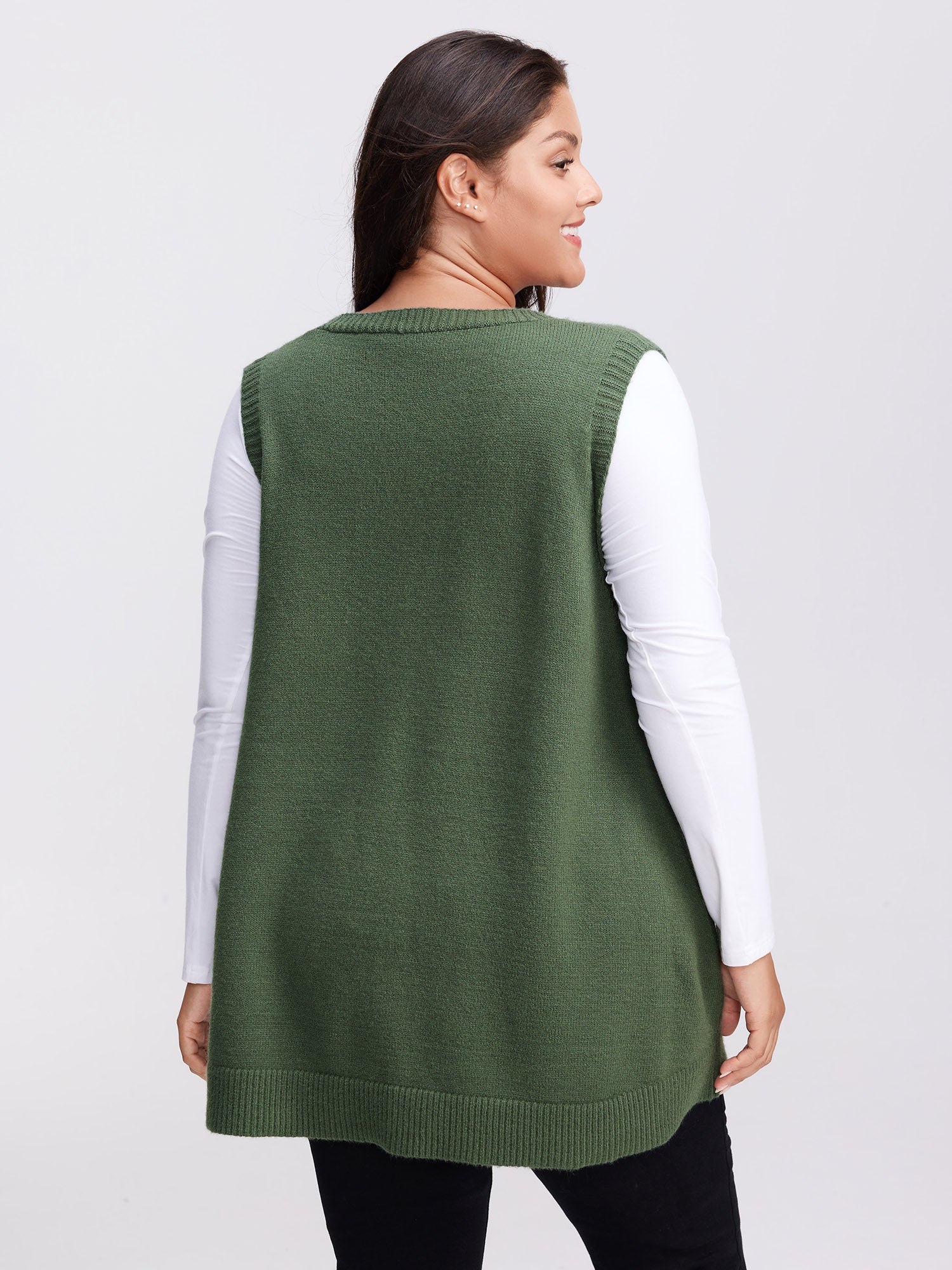 A-Line Pockets V-Neck Pullover