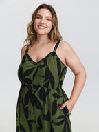 Silhouette Floral Print Sweetheart Jumpsuit