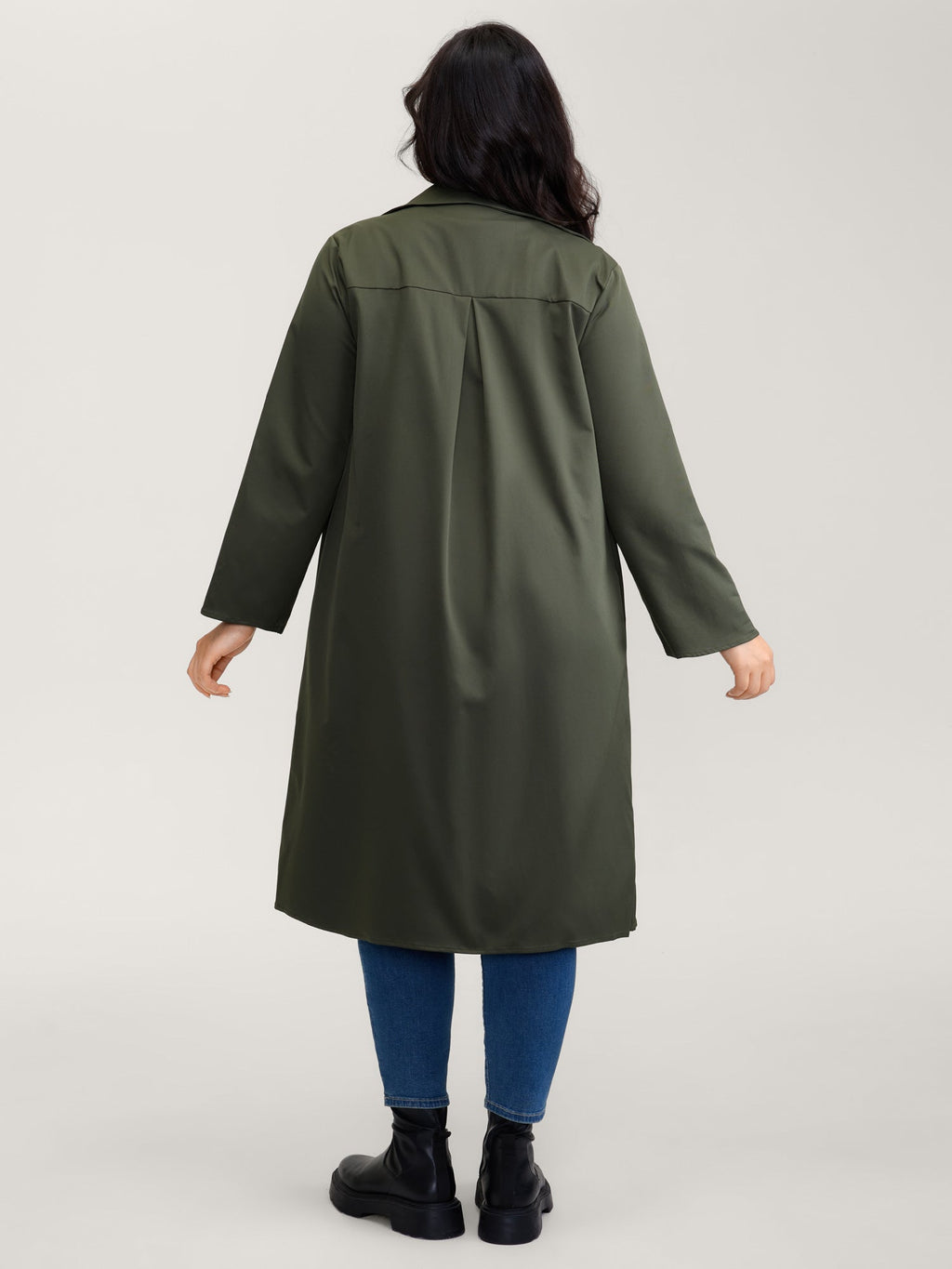 Oversized Tab Sleeve Open-Front Coat