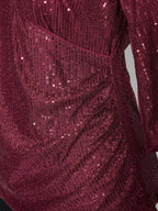 Shimmery Sequin Gathered Flared Sleeve Blouse