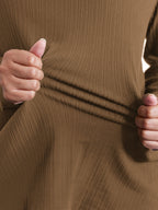 Super Stretchy Ribbed Asymmetrical Neck T-Shirt