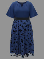 Floral Embroidered Mesh keyhole Dress