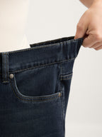 Stretchy Waist Retro Wash Wide-Leg Jeans