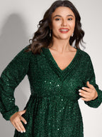 Shimmery Sequin V-Neck Knee Dress