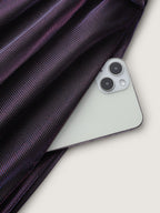 Shimmery Lined Shirred Waist Pockets Maxi Dress