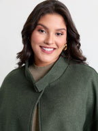 Rolled Button Sleeve Pockets Coat