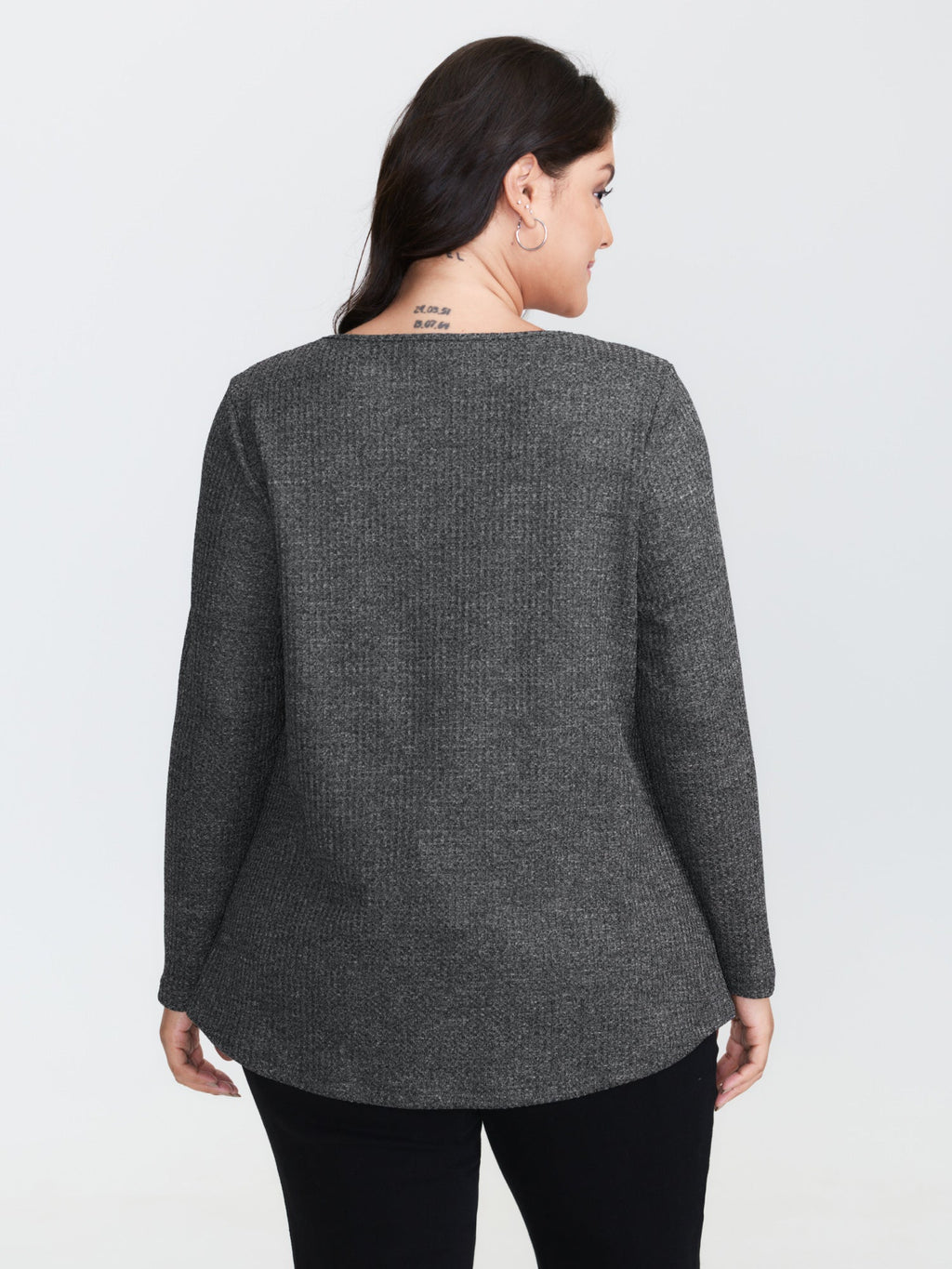 Textured Knit Pleated Neckline Top