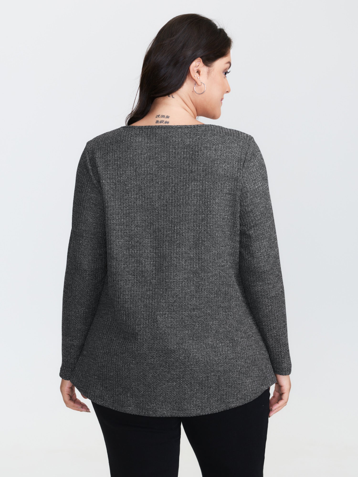 Textured Knit Pleated Neckline Top