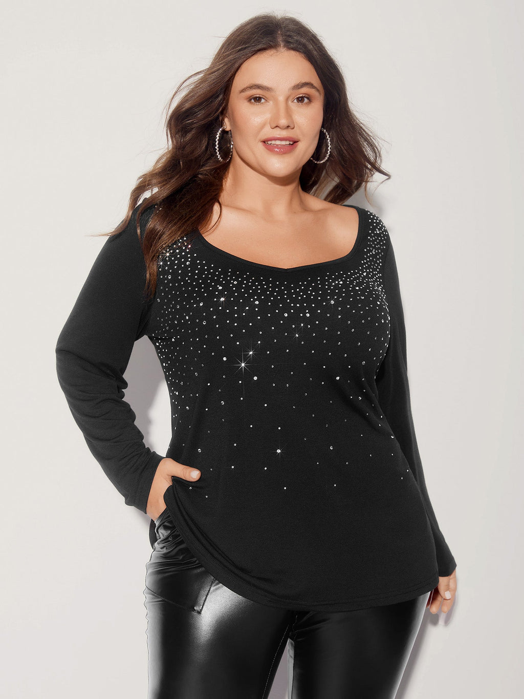 Sequin Stretchy Long Sleeve T-shirt
