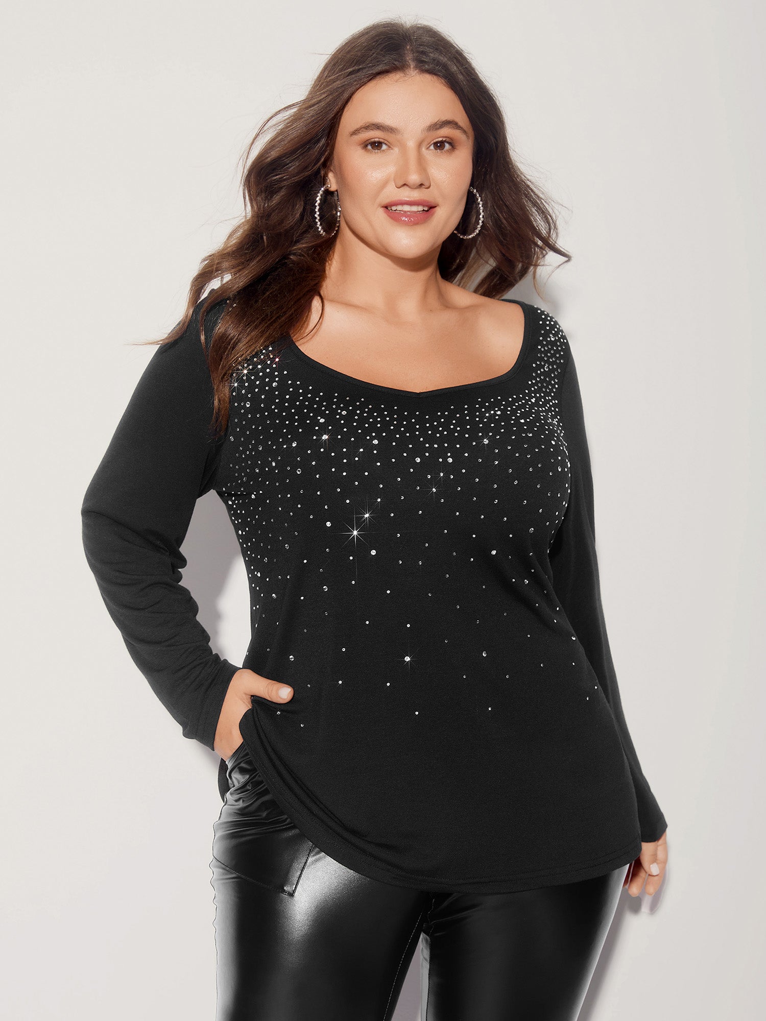 Sequin Stretchy Long Sleeve T-shirt