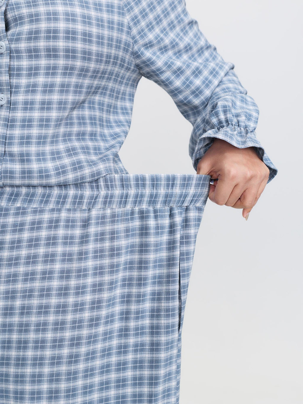 Gingham Ruffled Hem Loungewear Set