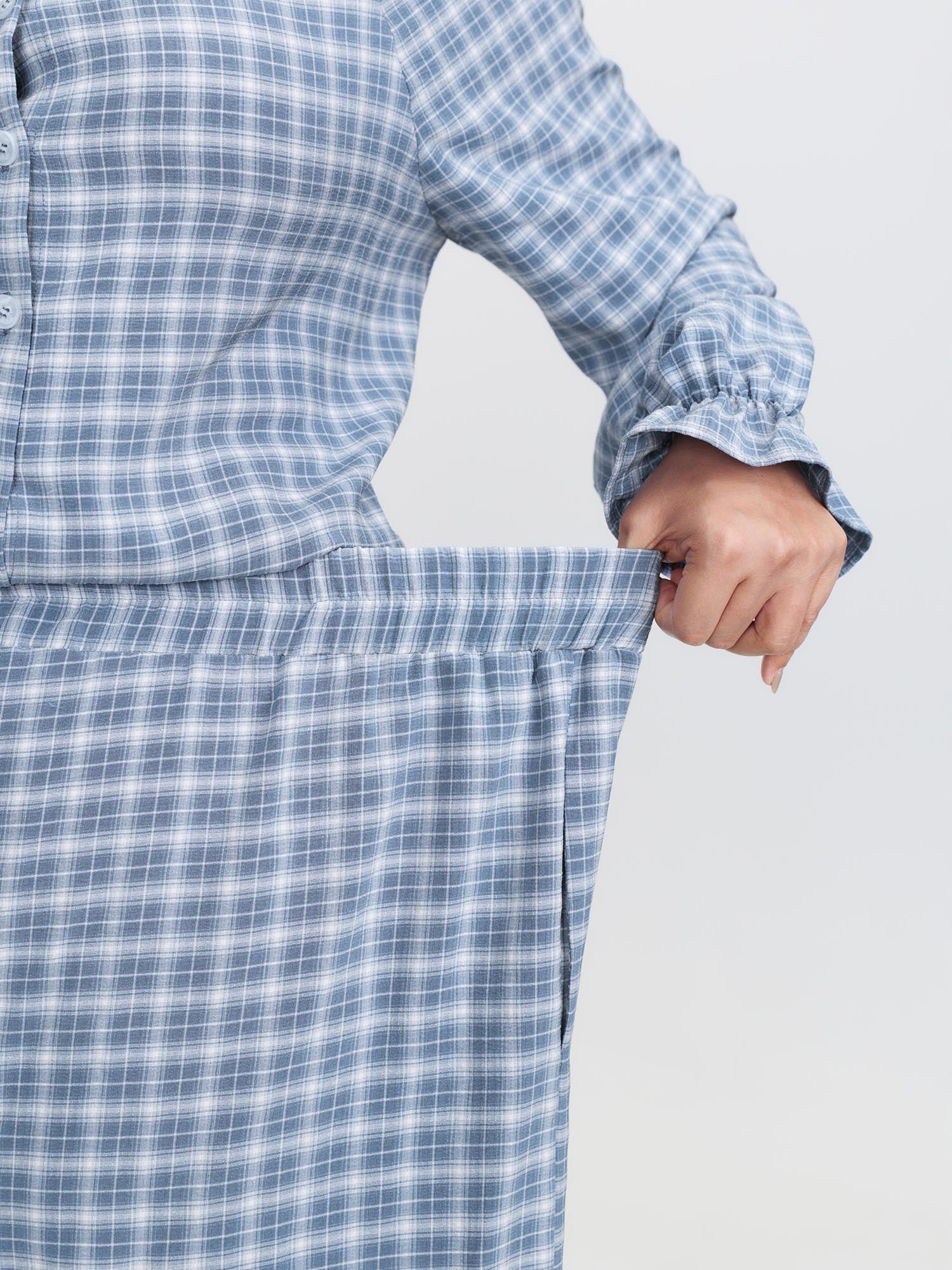 Gingham Ruffled Hem Loungewear Set