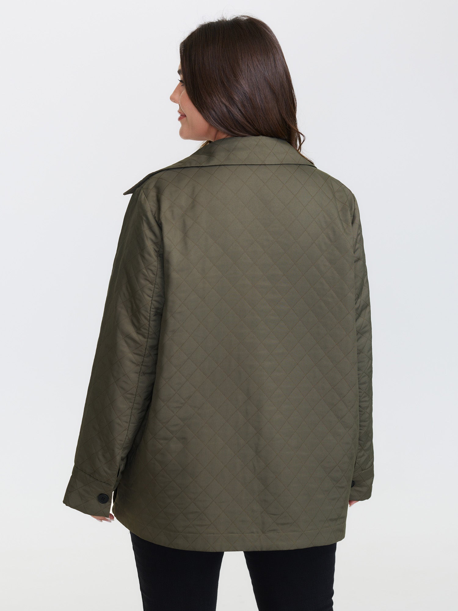 Quilted Button-Front Solid Coat