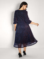 Phantom Silk Stretchy Shirred Waist Midi Dress