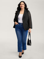 Stretchy Textured Sheer Sleeve Contrast Blazer