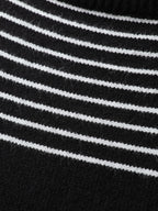 Stripe Boat Neck Balloon Sleeve Pullover