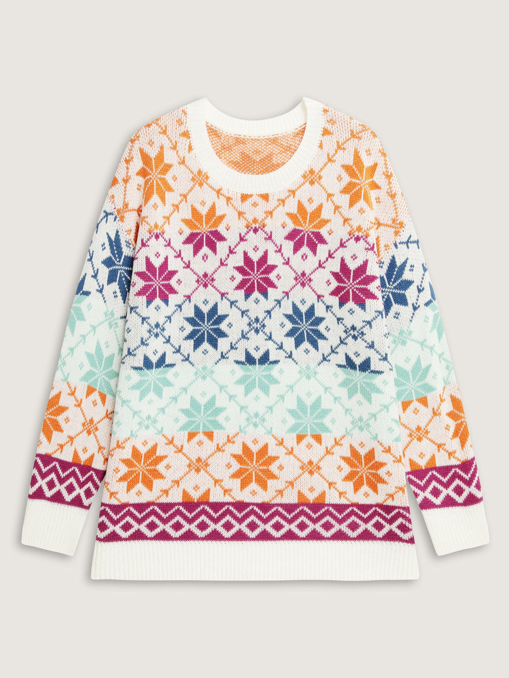 Color Gradient Snowflake Pattern Pullover