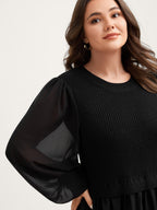 Balloon Sleeve Solid Twofer Sweater