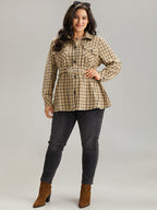 Gingham Pocket Button Through Belted Coat