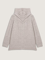 Hooded Zipper-Front Knit Cardigan