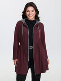 Stretchy Color Contrast Hooded Coat