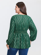 Shimmery Sequin Cinched-Waist Blouse