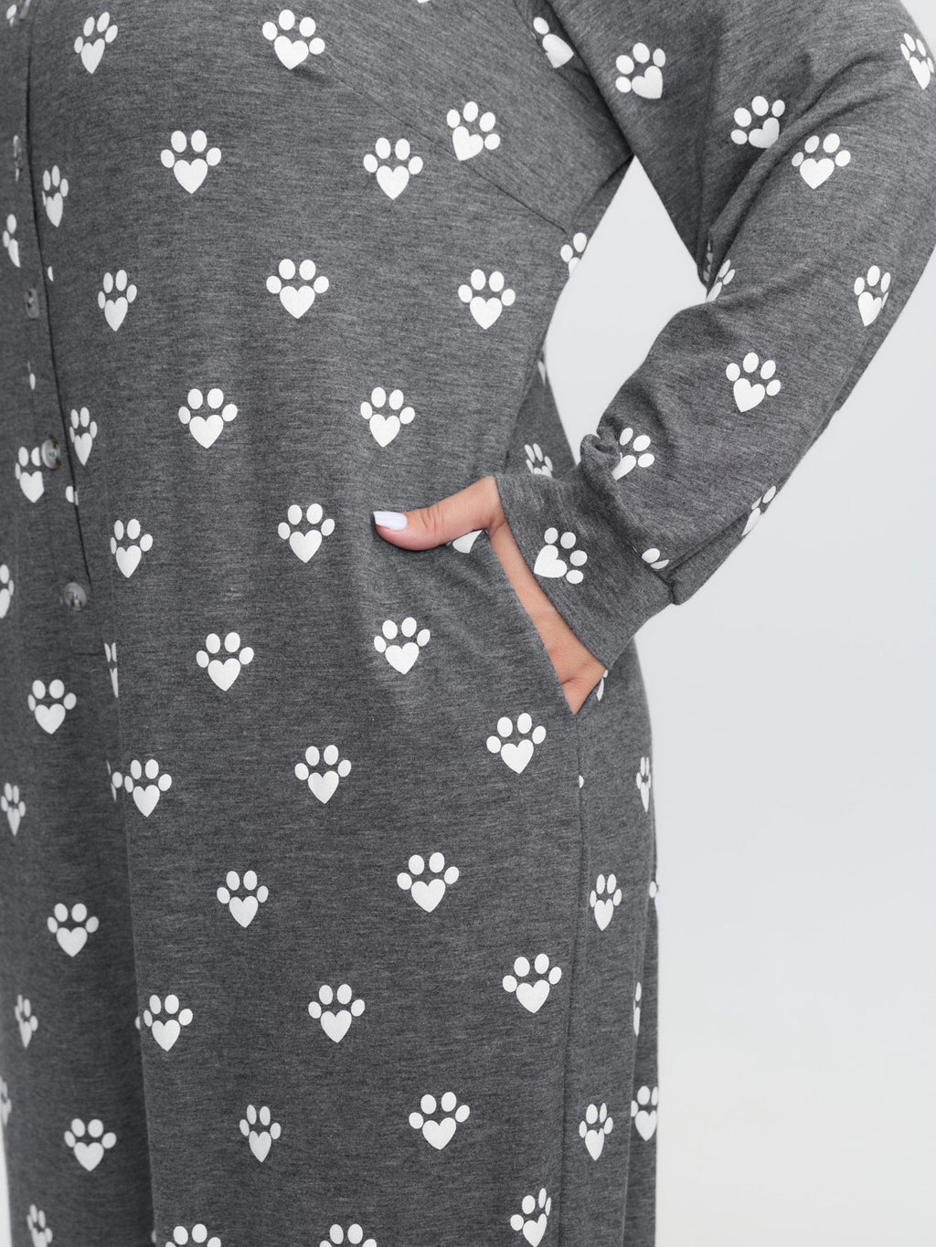 Paw Print Button Lounge Onesie