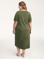 Happy Cat Print Stretchy Contrast Sleep Dress