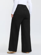 Stretchy Pull-On Drawstring Waist Wide-Leg Jeans
