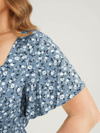 Ditsy Floral Sweetheart Drawstring Pocket Tiered Dress