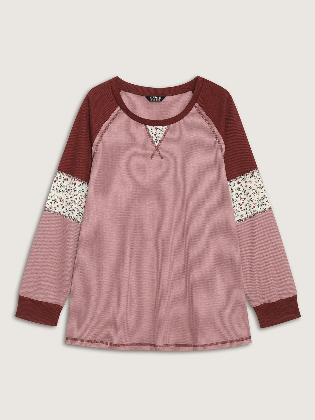 Color Contrast Waffle Knit T-Shirt