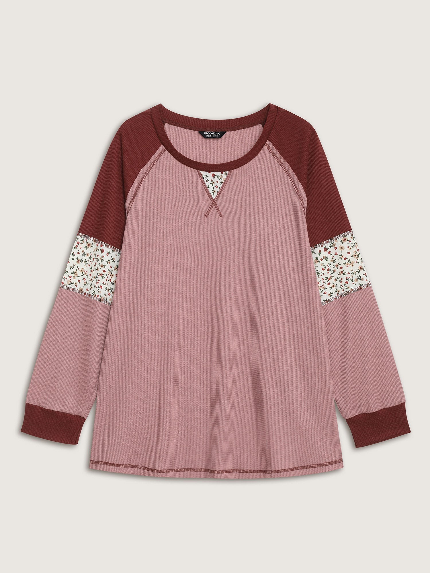 Color Contrast Waffle Knit T-Shirt