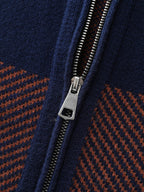 Supersoft Checkered Pattern Zip Knit Cardigan