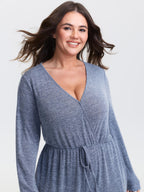 Elastic Waist Overlap Collar Lounge Jumpsuit