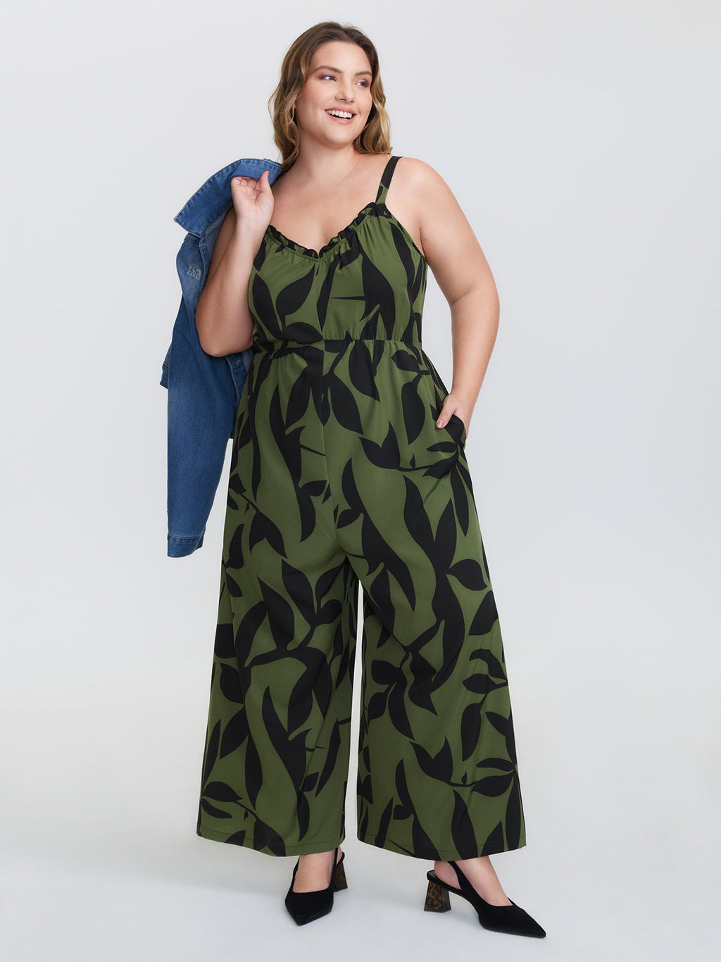 Silhouette Floral Print Sweetheart Jumpsuit