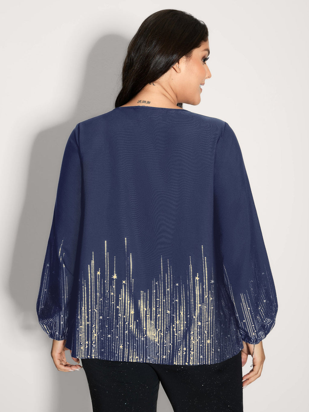 Shimmery Cut-Out Neck Blouse