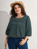 Cotton Lace Spliced Plain Knit Top