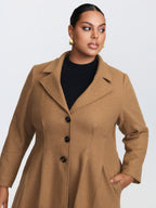 Button Front Pleated Plain Coat