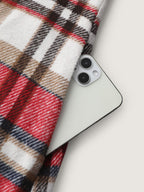 Plaid Curvy Hem Open-Front Vest