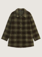Plaid Pockets Button-Down Coat