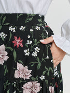 Floral Print Stretchy Waistband Maxi Skirt