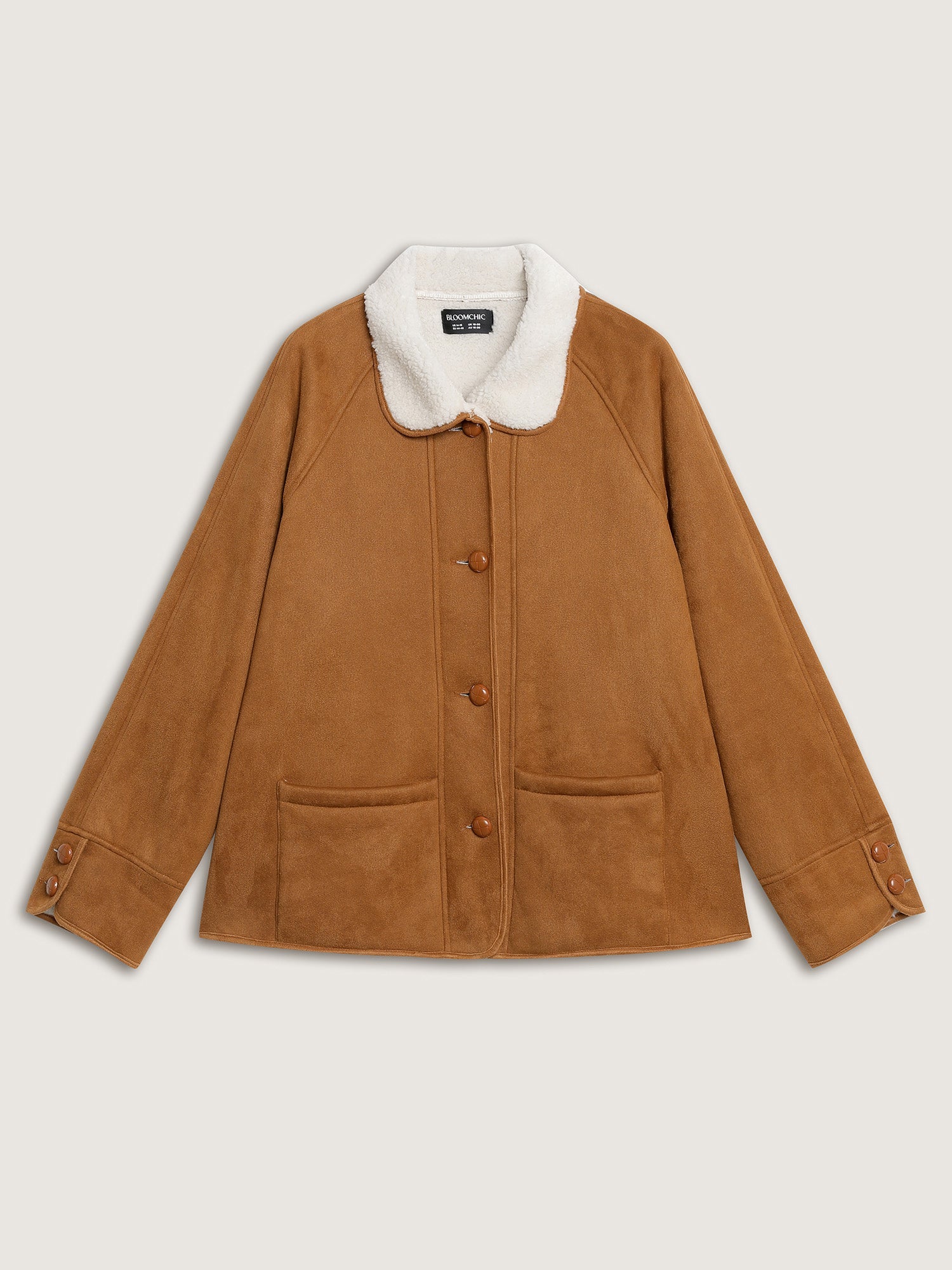 Fluffy Contrast Buttons Quilted Jacket