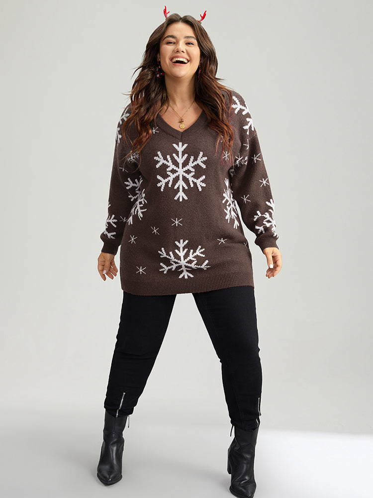 Anti-Pilling Snowflake Print Pullover