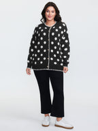 Polka Dots Jacquard Buttons Knit Cardigan